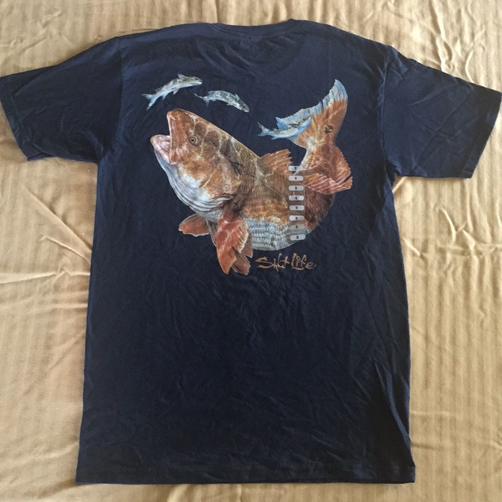 Salt Life Navy Blue pocket T-shirt SML NEW